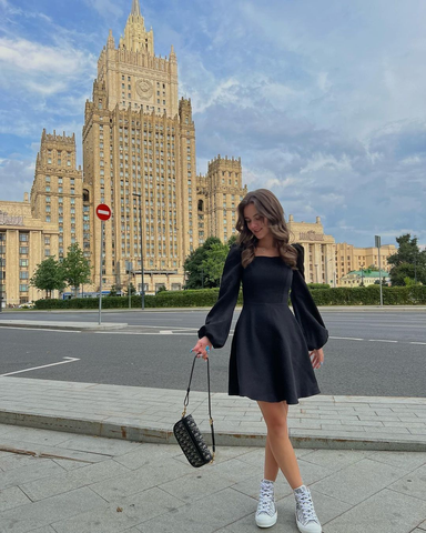 Vintage A-line Black Homecoming Dress Black Party Dress Y2351