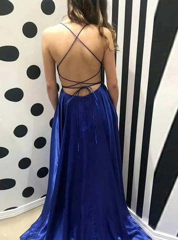 Robe de bal bleu marine simple, robe de soirée classique pour les terminales (Y18)