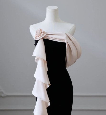 Elegante vestido de fiesta formal con cola de sirena de satén, vestido de noche para graduación Y6414