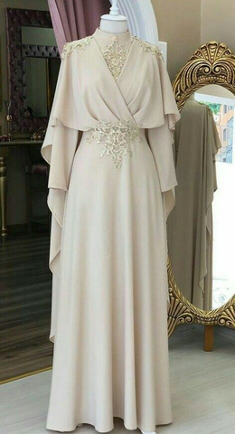 Unique Satin Lace Appliques Long A Line Prom Dress Evening Dress Y8516