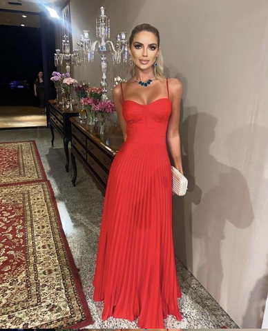 Red sweetheart neck long prom dress evening dress Y6296