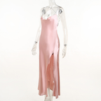 Robe de bal longue sirène rose sexy, robe de soirée rose dos nu Y1933
