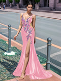 Sparkly Lace Cut Waist Split Long Prom Dress