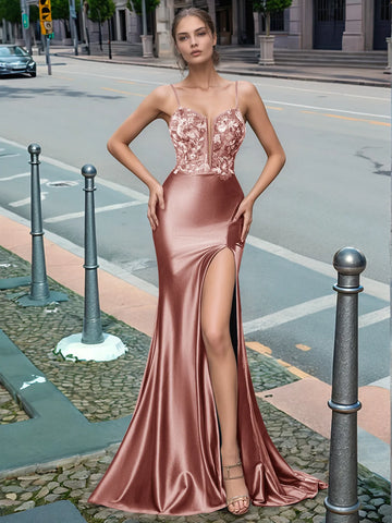 Sparkly Deep V-neck Prom Dress long with Slit