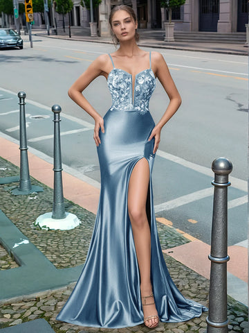 Sparkly Deep V-neck Prom Dress long with Slit