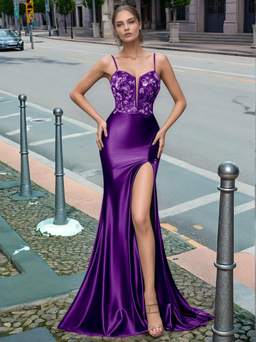 Sparkly Deep V-neck Prom Dress long with Slit
