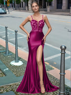 Sparkly Deep V-neck Prom Dress long with Slit
