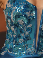 Sparkly Deep V-neck Prom Dress long with Slit