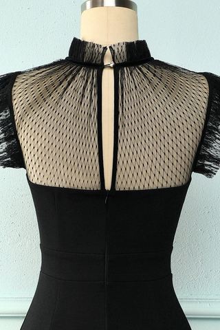 Black Mermaid High Neck Bodycon Dress Short Evening Dress Y5066