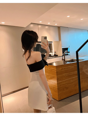 Vestidos de cóctel sexys, elegante vestido corto de fiesta con lazo Y1894