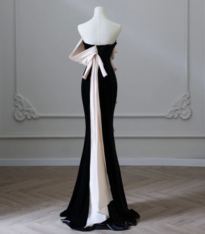 Elegante vestido de fiesta formal con cola de sirena de satén, vestido de noche para graduación Y6414