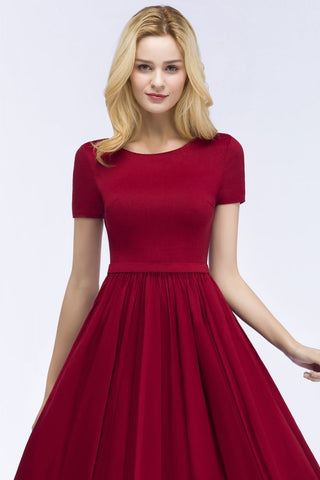 Vestidos de fiesta de talla grande, corte en A, hasta el tobillo, mangas cortas, apliques y fajín.