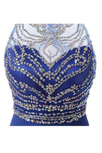 Vestidos cortos de fiesta de bienvenida de gasa azul corte A PG090