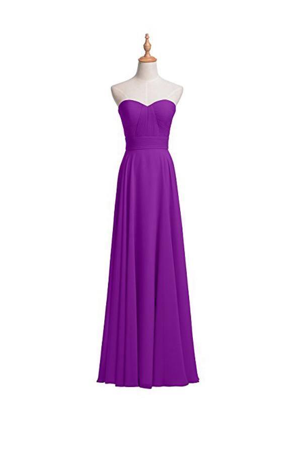 Vestido de dama de honor de gasa corte A, largo hasta el suelo, para baile de graduación o noche BD004