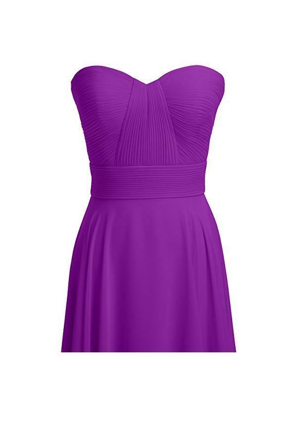 Vestido de dama de honor de gasa corte A, largo hasta el suelo, para baile de graduación o noche BD004