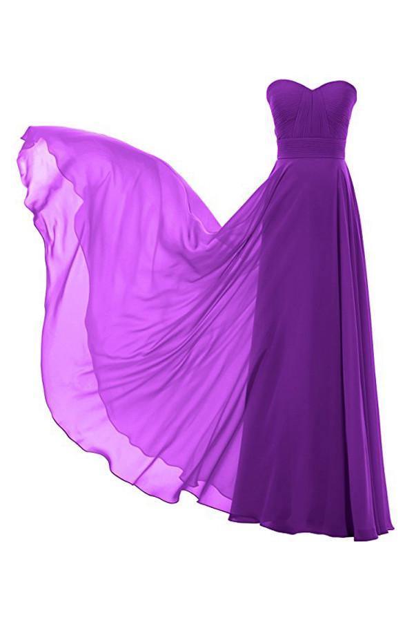 Vestido de dama de honor de gasa corte A, largo hasta el suelo, para baile de graduación o noche BD004