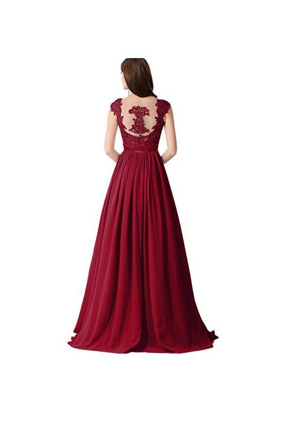 Vestidos de noche de gasa y encaje corte A, vestidos de graduación, vestidos de dama de honor PG274