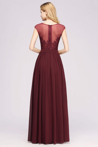 Vestidos de dama de honor de corte A, de gasa, encaje, joyas, sin mangas y hasta el suelo, con apliques.