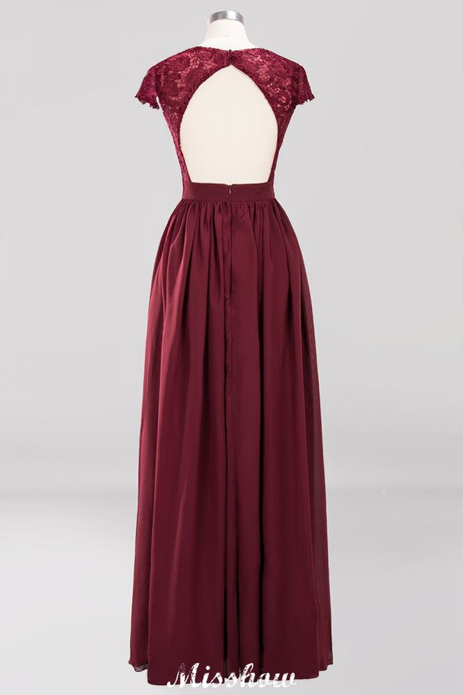 Robe de demoiselle d'honneur trapèze en mousseline de soie et dentelle, col en V, sans manches, longueur au sol, avec volants