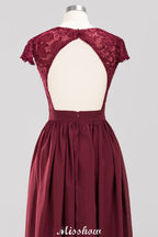Robe de demoiselle d'honneur trapèze en mousseline de soie et dentelle, col en V, sans manches, longueur au sol, avec volants