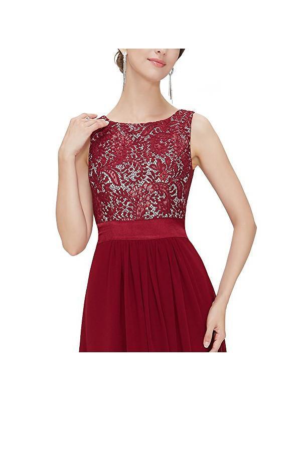 Vestido de noche de gasa corte A con cuello redondo, vestido de fiesta, vestido de graduación PG269