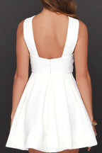 Vestido de graduación blanco de satén de gasa corte A