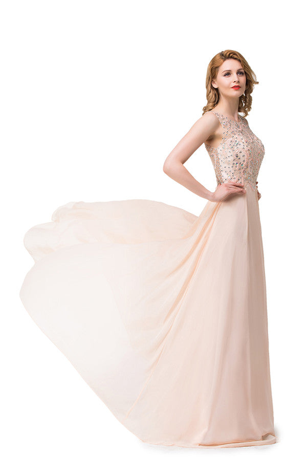 Vestidos de fiesta de corte A, de gasa, con lentejuelas y largo hasta el suelo.