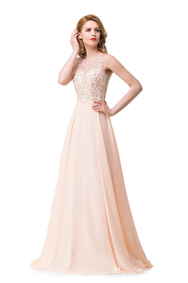 Vestidos de fiesta de corte A, de gasa, con lentejuelas y largo hasta el suelo.