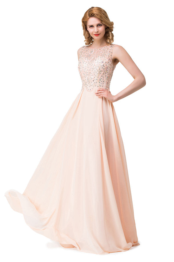 Vestidos de fiesta de corte A, de gasa, con lentejuelas y largo hasta el suelo.