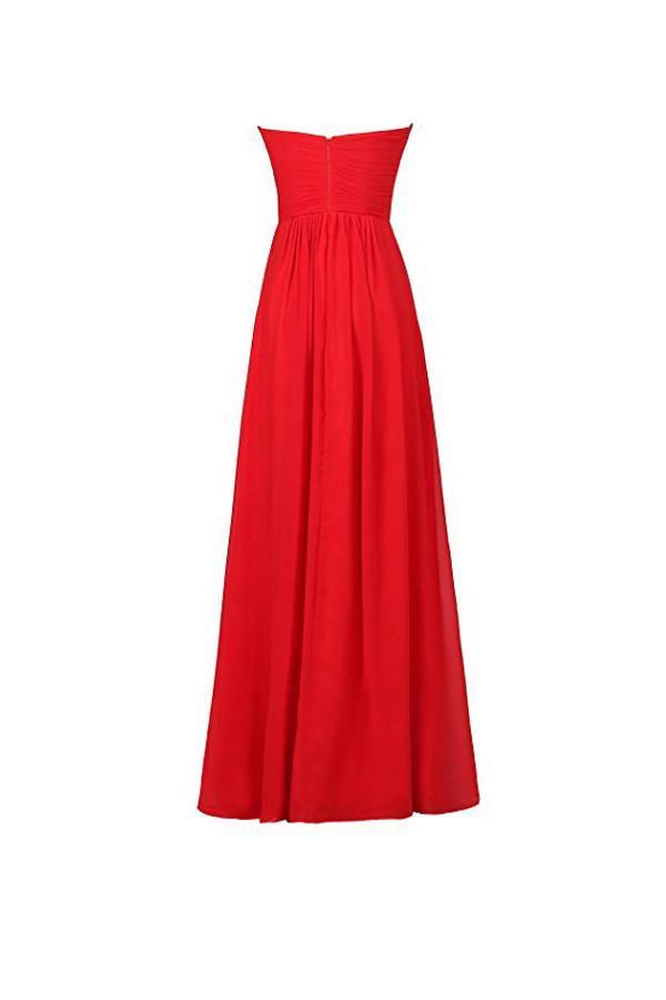 Vestido largo de noche de dama de honor, corte A, gasa, escote corazón PG248