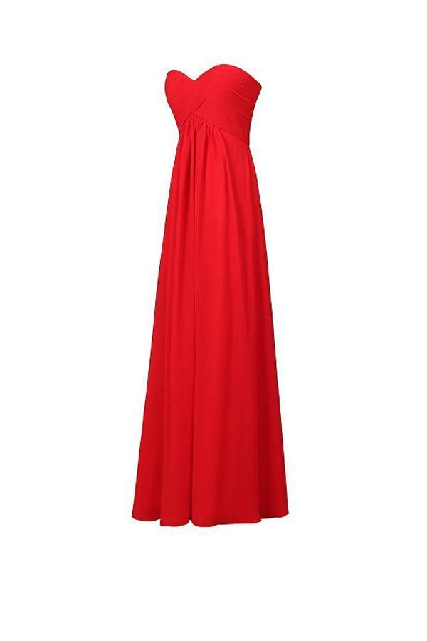 Vestido largo de noche de dama de honor, corte A, gasa, escote corazón PG248