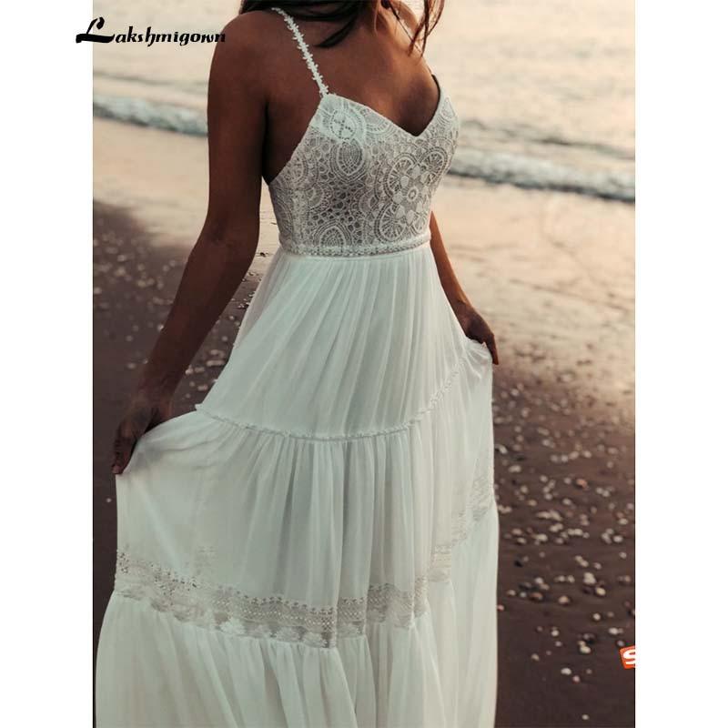 Vestidos de novia de gasa de corte A con hombros descubiertos y espalda descubierta