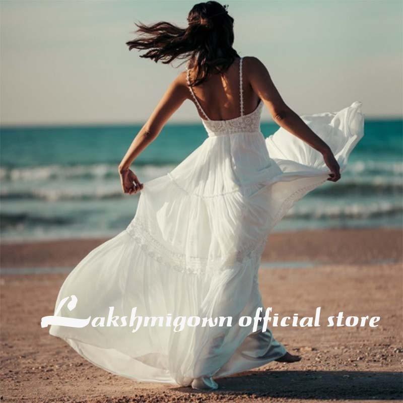 Vestidos de novia de gasa de corte A con hombros descubiertos y espalda descubierta