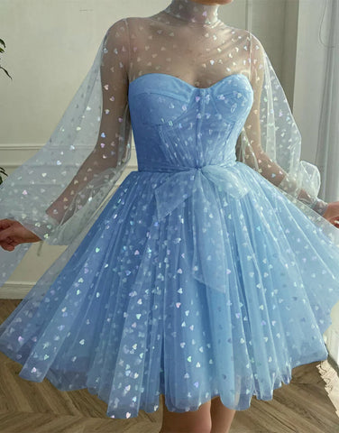 Gemma | Vestido de fiesta de corte A con corsé y mangas