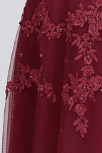 Vestidos de noche de talla grande, corte en A, sin mangas, con apliques de tul y cristales, hasta el suelo y corte redondo.