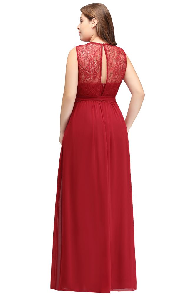 Vestidos de noche largos de gasa de talla grande, corte en A, sin mangas, con volantes y lazo.