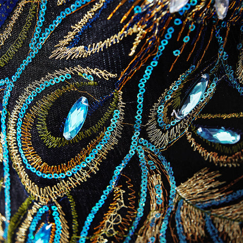 A-line Embroidery Strapless Tulle Prom Dress