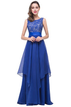 Vestido de noche de gasa y encaje de corte en A hasta el suelo