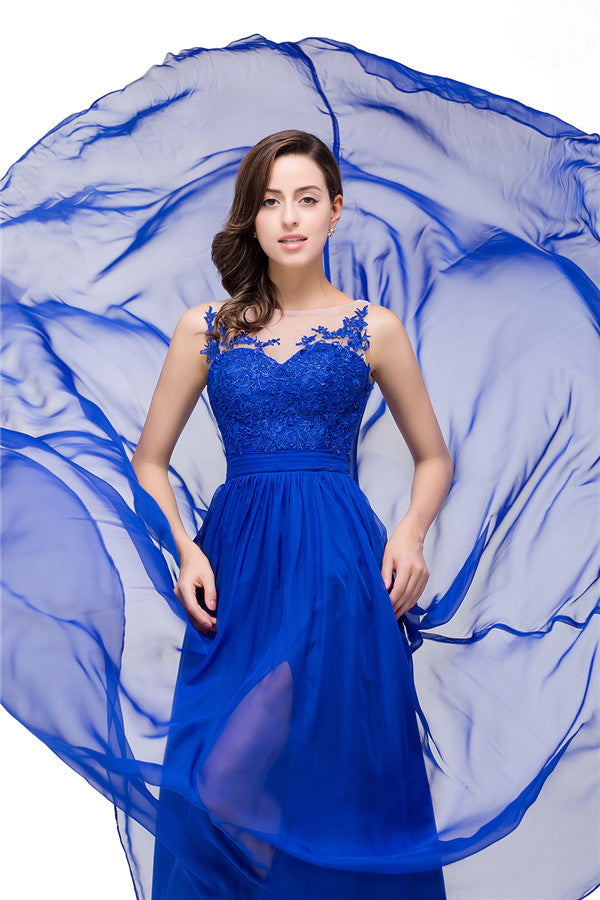 Vestidos de dama de honor de gasa de corte A hasta el suelo