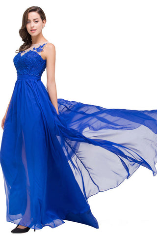 A-line Floor-length Crew Chiffon Bridesmaid Dresses