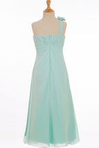 Vestidos de dama de honor de gasa de corte A, largos hasta el suelo y con un solo hombro