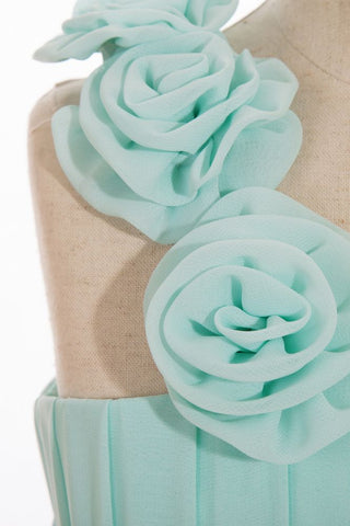 Vestidos de dama de honor de gasa de corte A, largos hasta el suelo y con un solo hombro