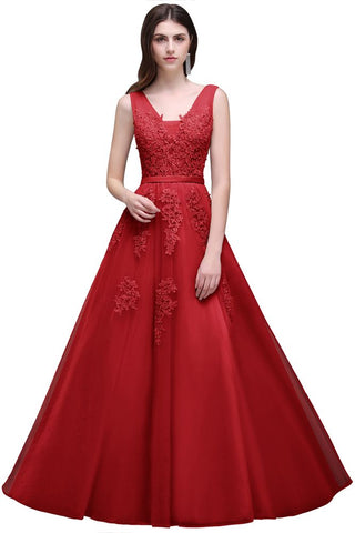 A-line Floor-length Tulle Bridesmaid Dress with Appliques