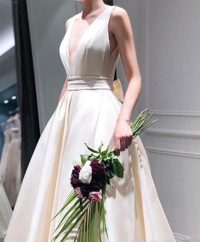 Vestido corto de fiesta de graduación con escote en V y corte asimétrico, estilo línea A, PG667