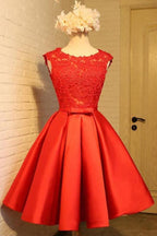 Vestido de fiesta corto rojo elegante estilo línea A para baile de graduación, vestido de fiesta PD388