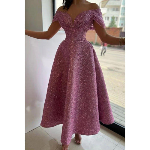 A Line Illusion Neckline Cap Sleeves Tea Length Formal Evening Dress