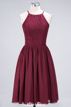 Robe de demoiselle d'honneur trapèze sans manches, longueur genou, ornée de volants en mousseline et dentelle, robe de soirée