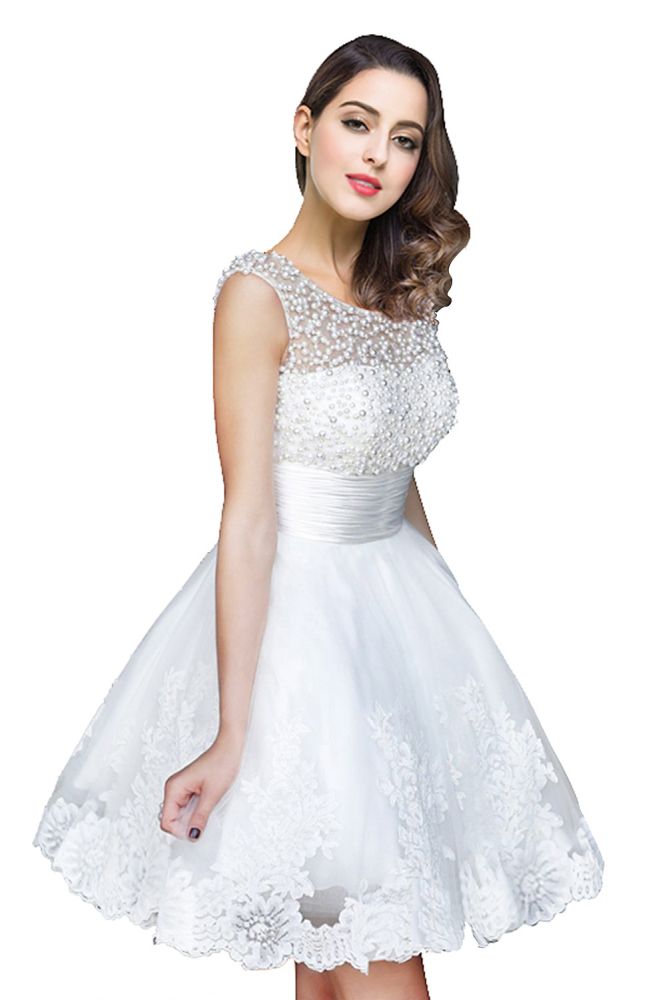 Vestido de fiesta de tul con joyas y corte en A