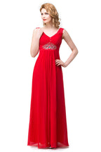 Vestidos de dama de honor rojos de corte A hasta la rodilla con escote en V