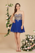 Vestidos cortos de fiesta con escote corazón y apliques de encaje de línea A